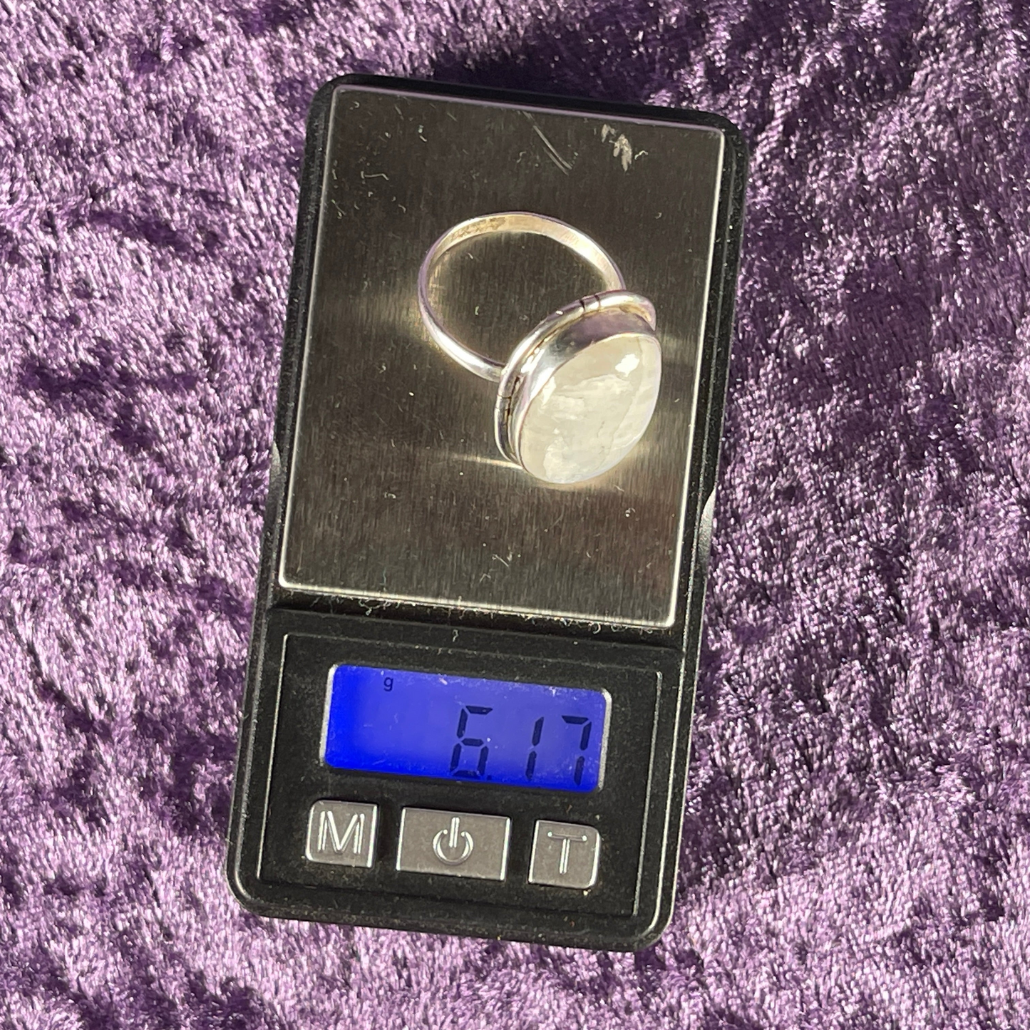 Vintage Sterling Silver 925 Thin Band Moonstone Ring Size S / 9