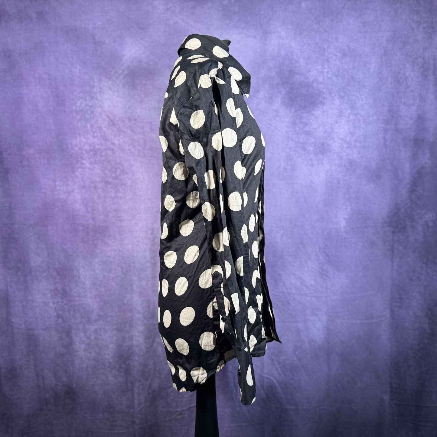 Mens Phix Dagger Collar Polka Dot Shirt Xs Black White Shirt Button