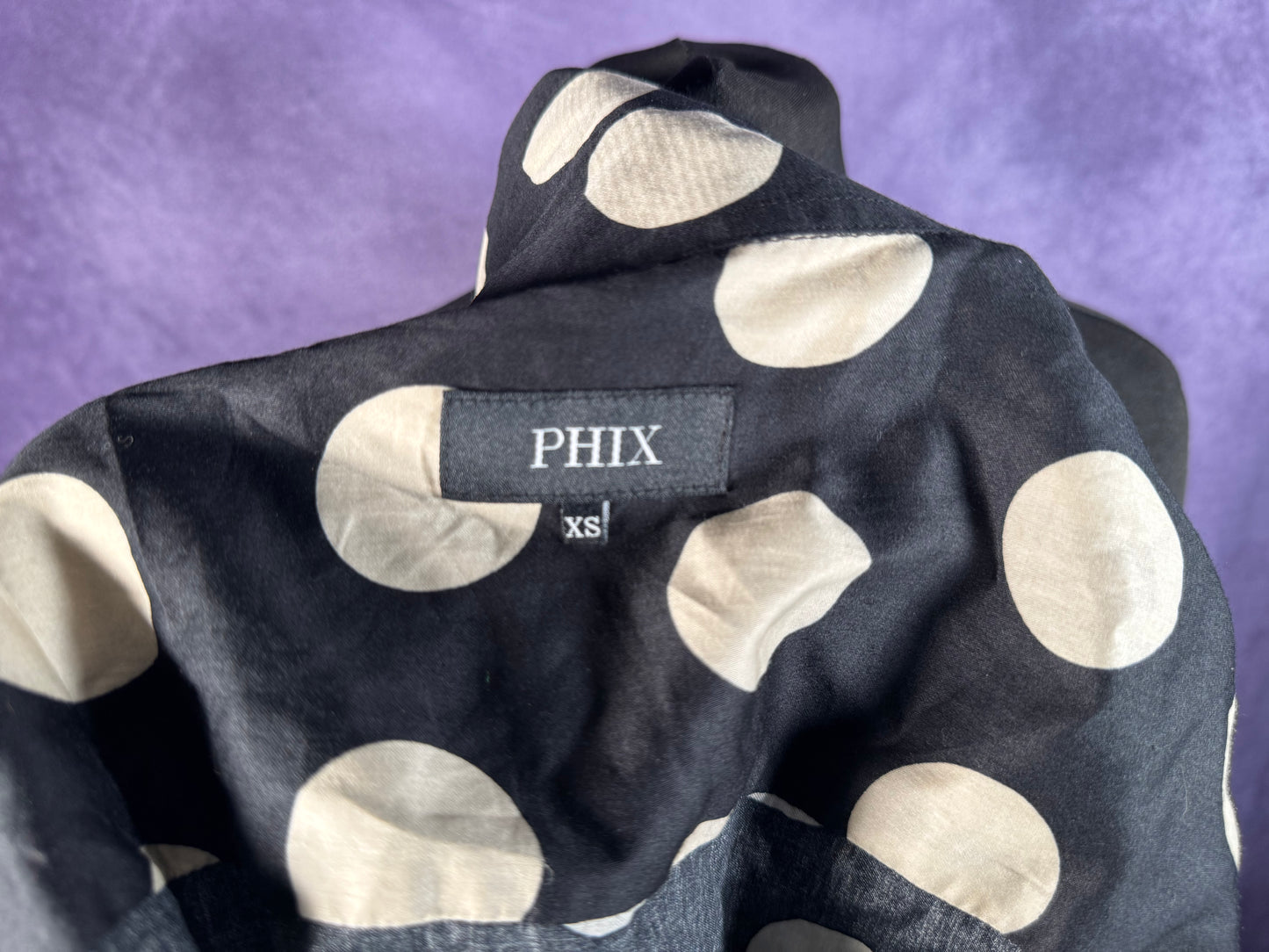 Mens Phix Dagger Collar Polka Dot Shirt Xs Black White Shirt Button