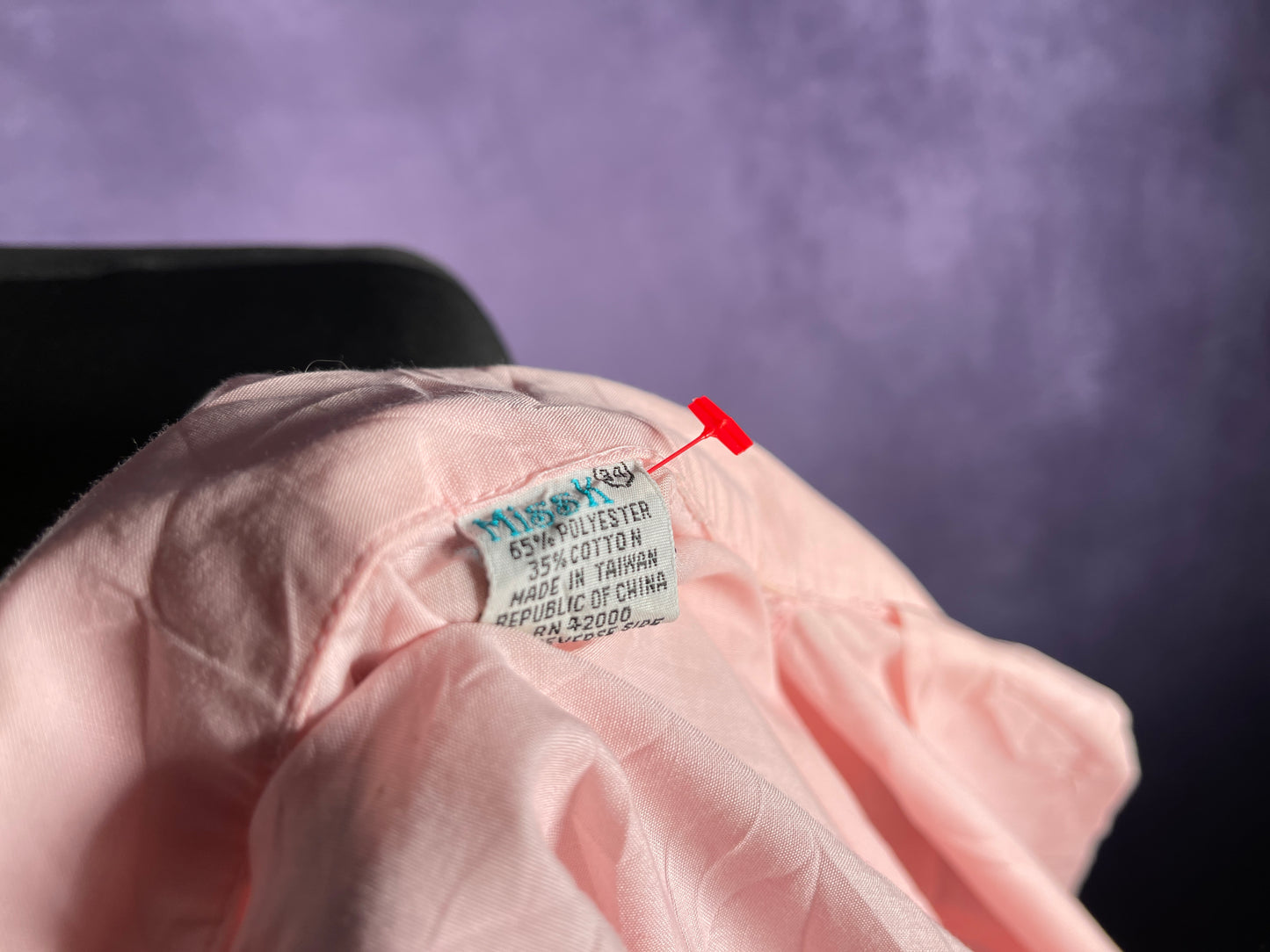 Vintage Miss K Pink Dagger Collar Women's Shirt Pink Short Sleeve