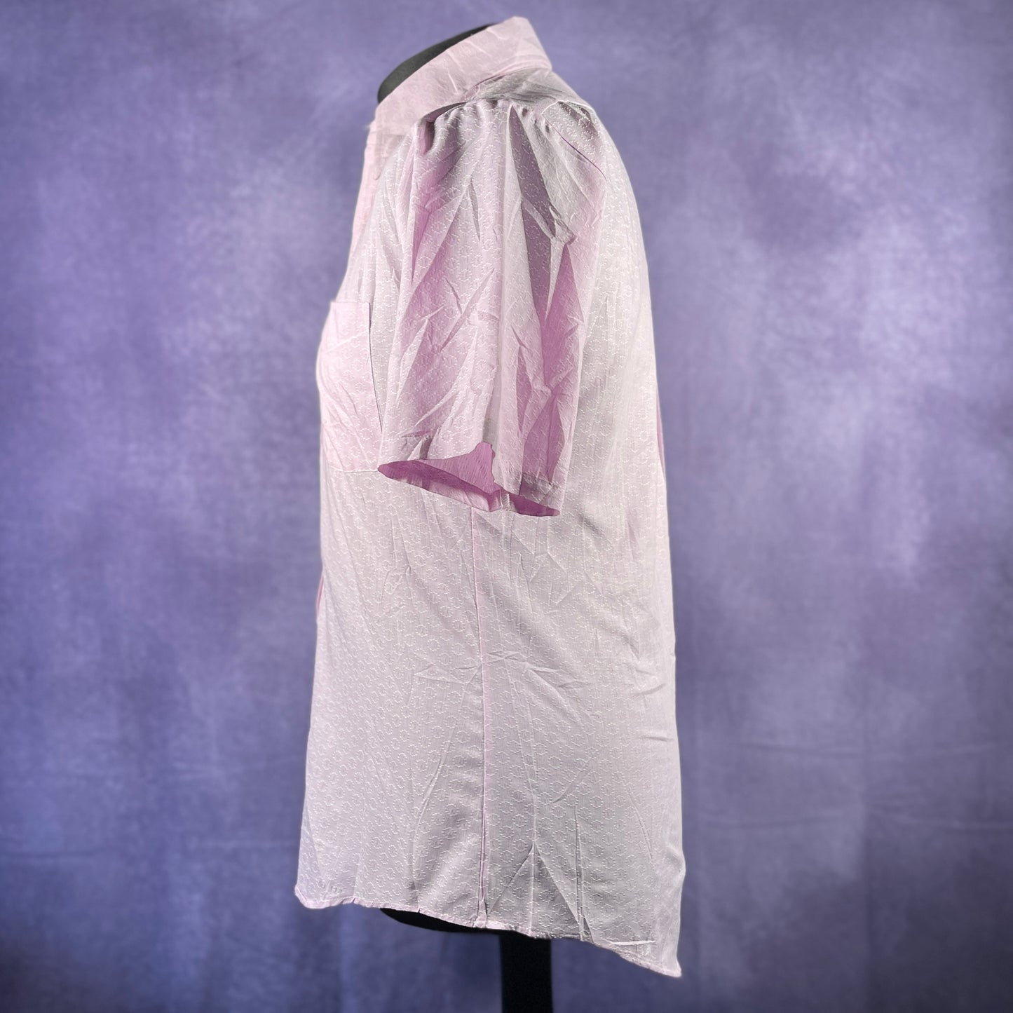 Vintage Mens 1970s 80s Sears Kings Road Pink Polka Dot Dagger Collar Medium