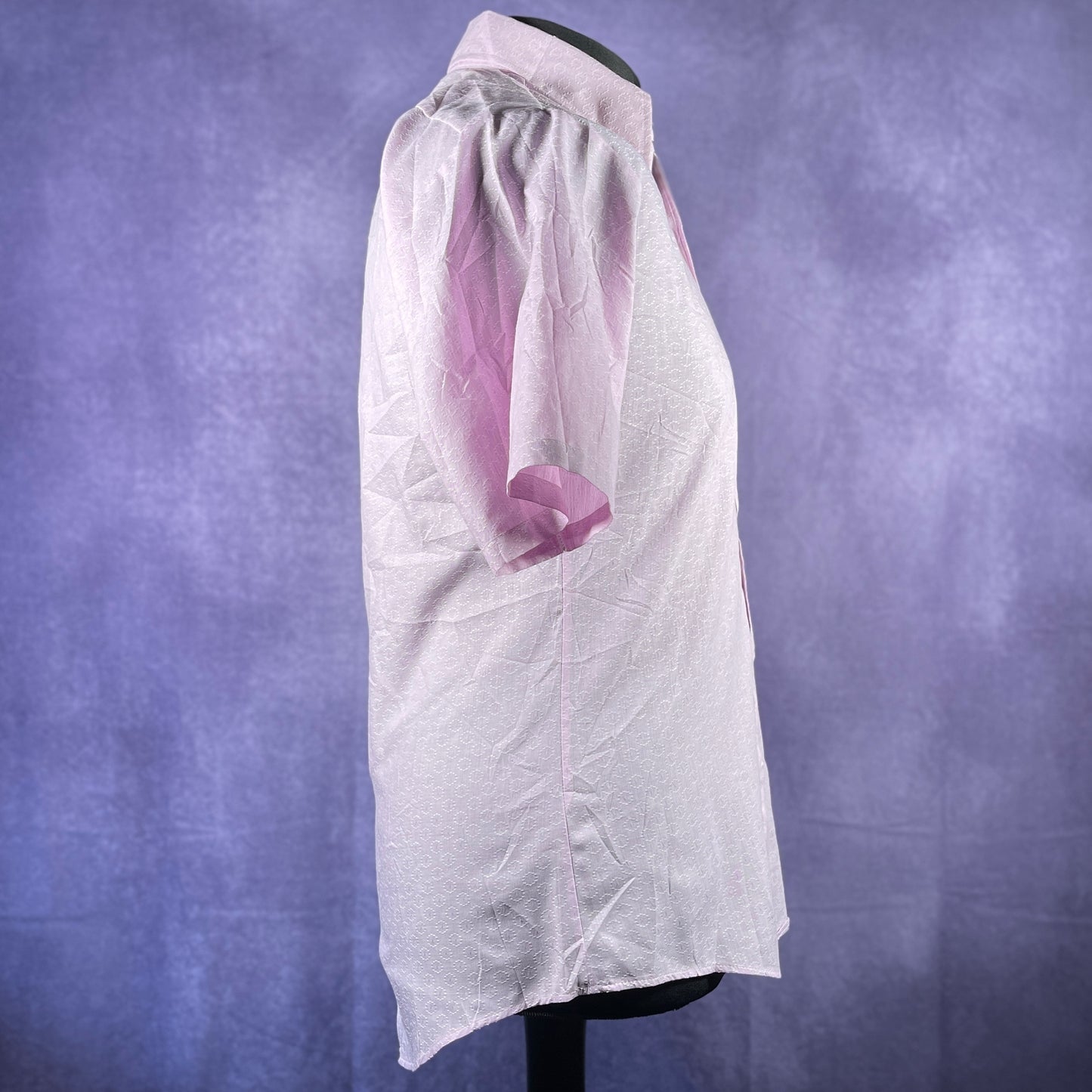 Vintage Mens 1970s 80s Sears Kings Road Pink Polka Dot Dagger Collar Medium