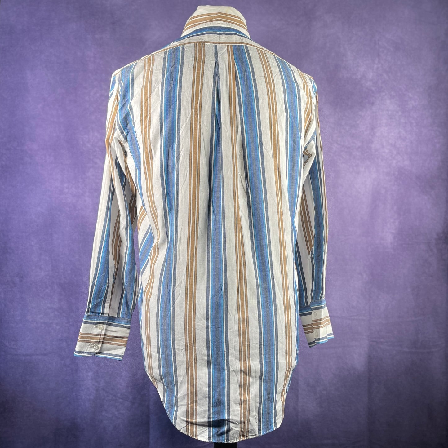 Vintage Mens 1970s 80s Marlboro Dagger Shirt White Blue Brown