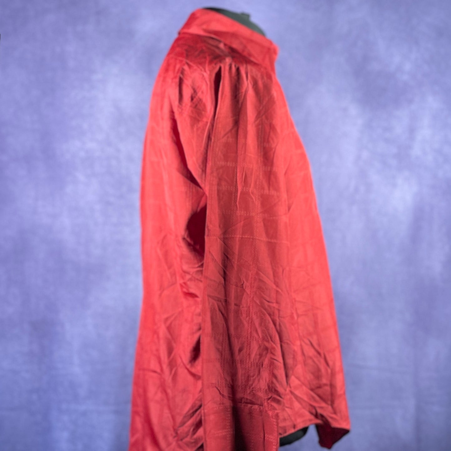 Vintage 1970s 80s Deje Mens Wine Red Dagger Collar Shirt XL