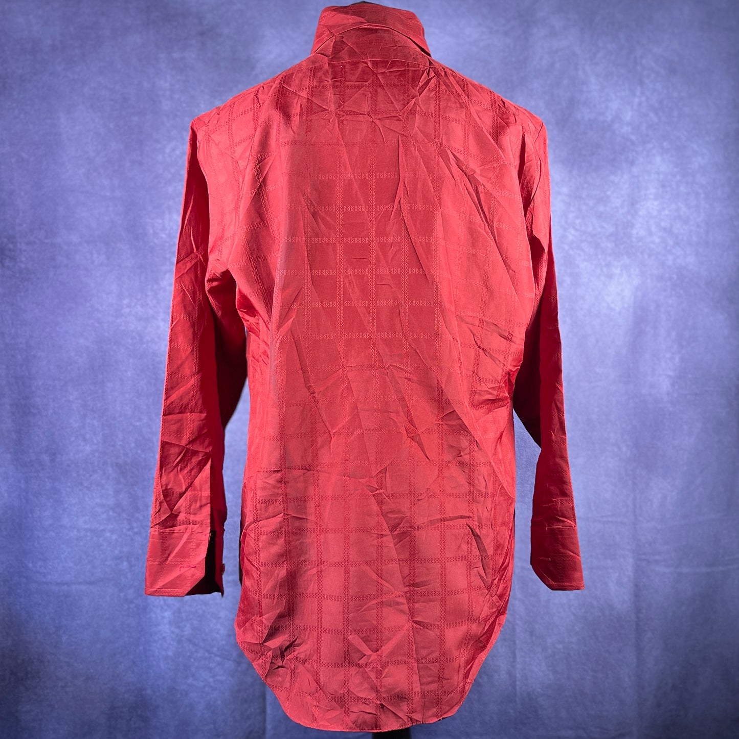 Vintage 1970s 80s Deje Mens Wine Red Dagger Collar Shirt XL