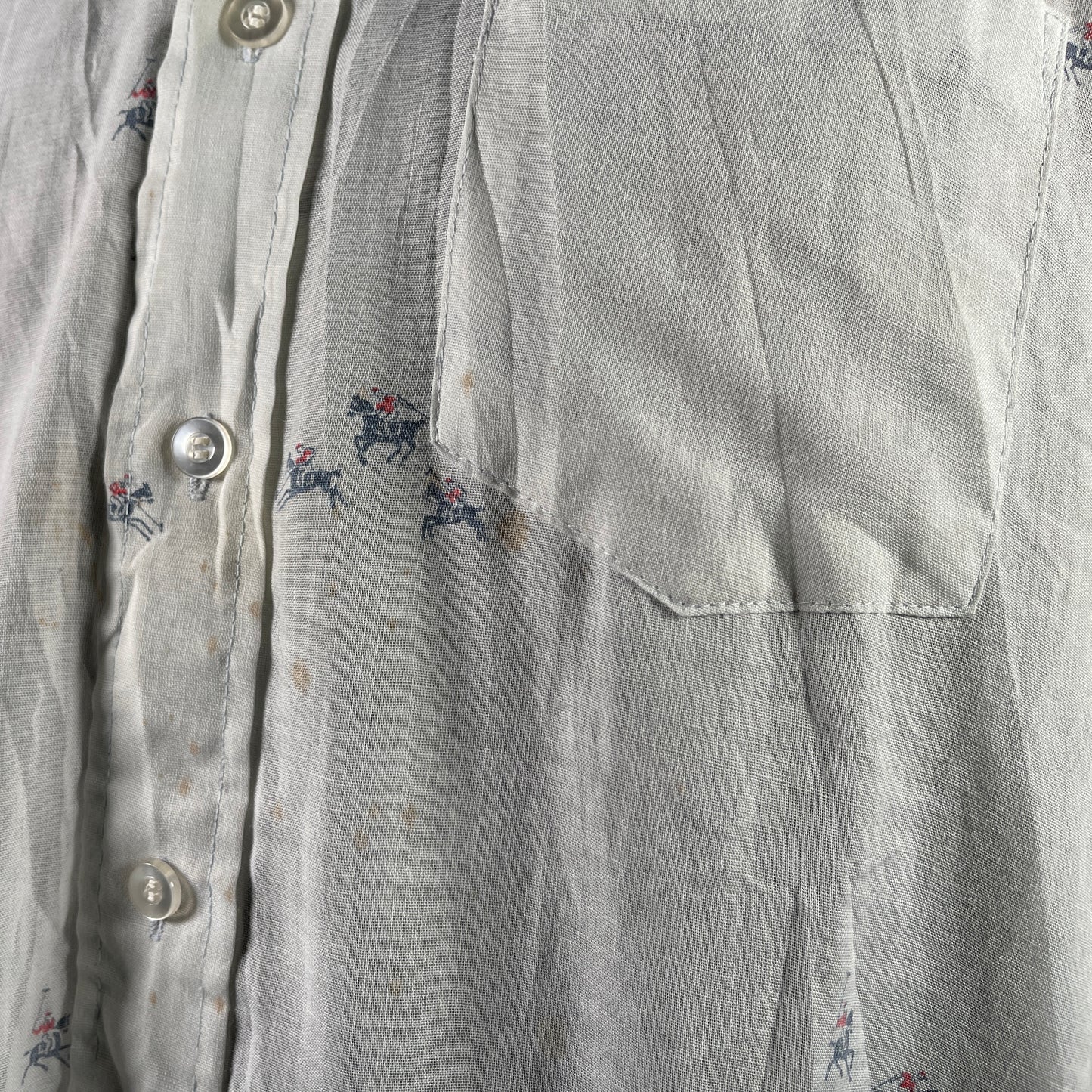 Vintage 1970s Mens White Horse Print Dagger Collar 1970s 80s