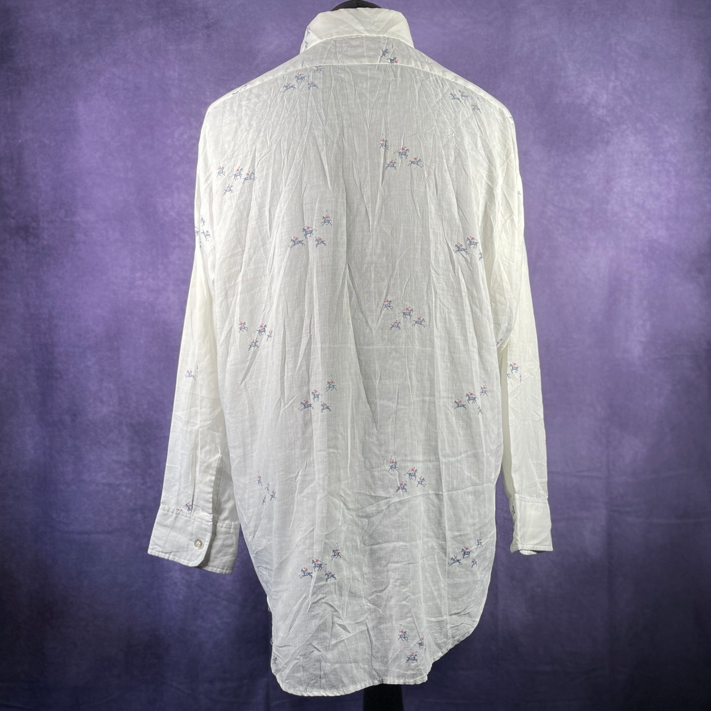 Vintage 1970s Mens White Horse Print Dagger Collar 1970s 80s