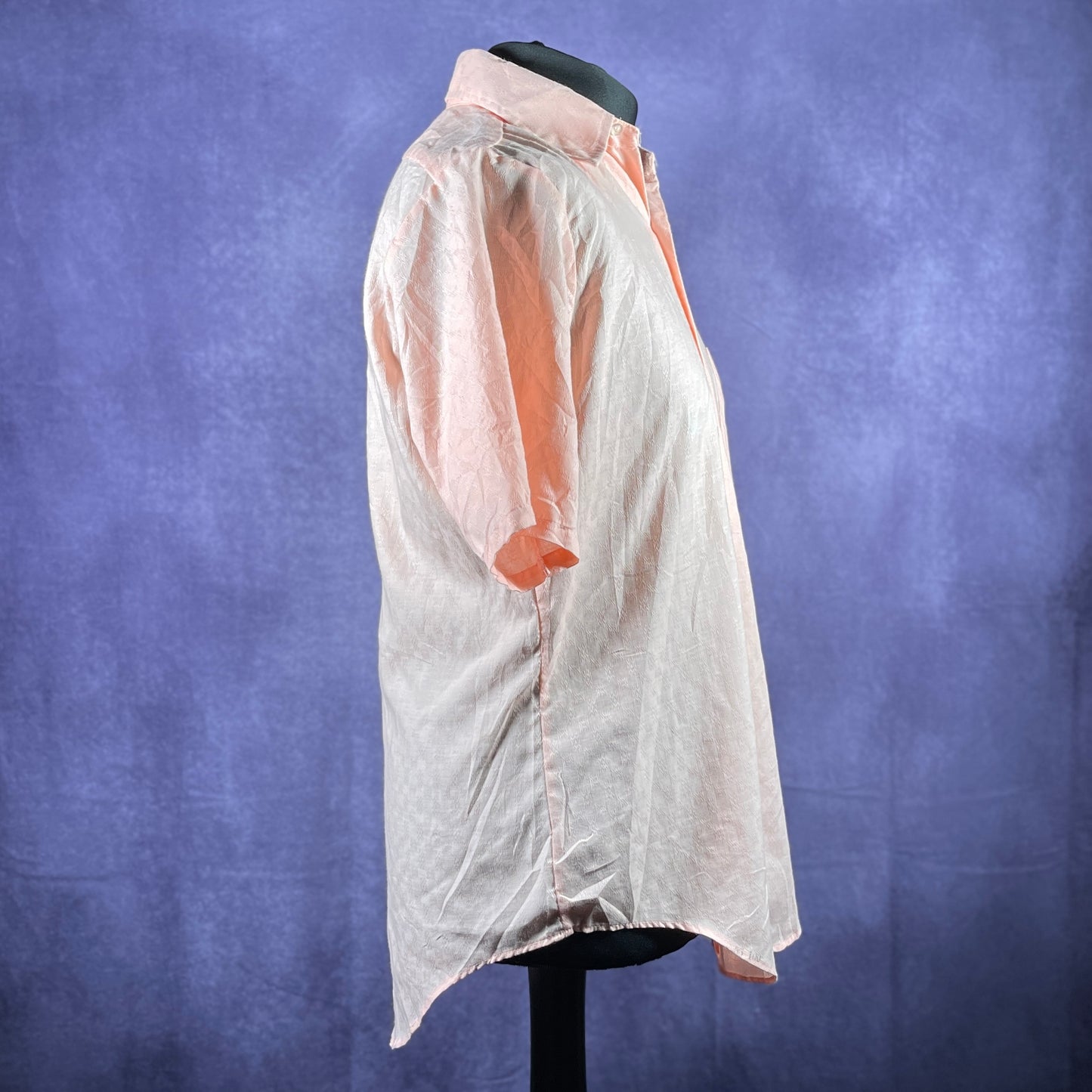 Vintage 1970s Mens Pink Dagger Collar Short Sleeve JC Penney XL