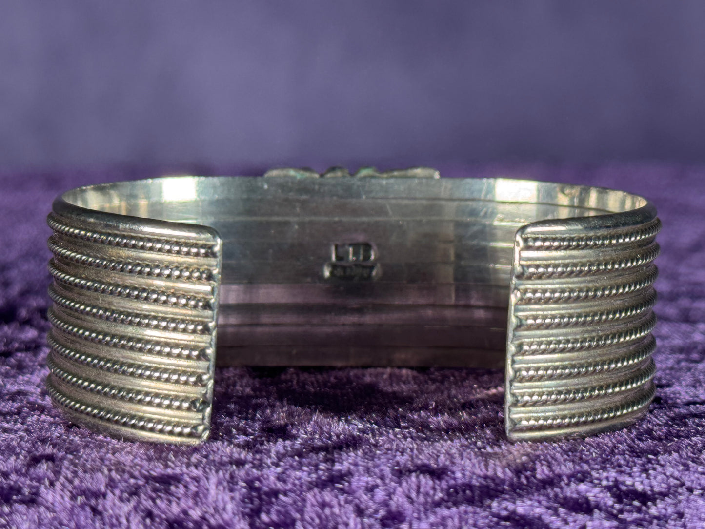 Silver 925 Navajo Native American Turquoise Bangle Bracelet Loren Thomas Begay