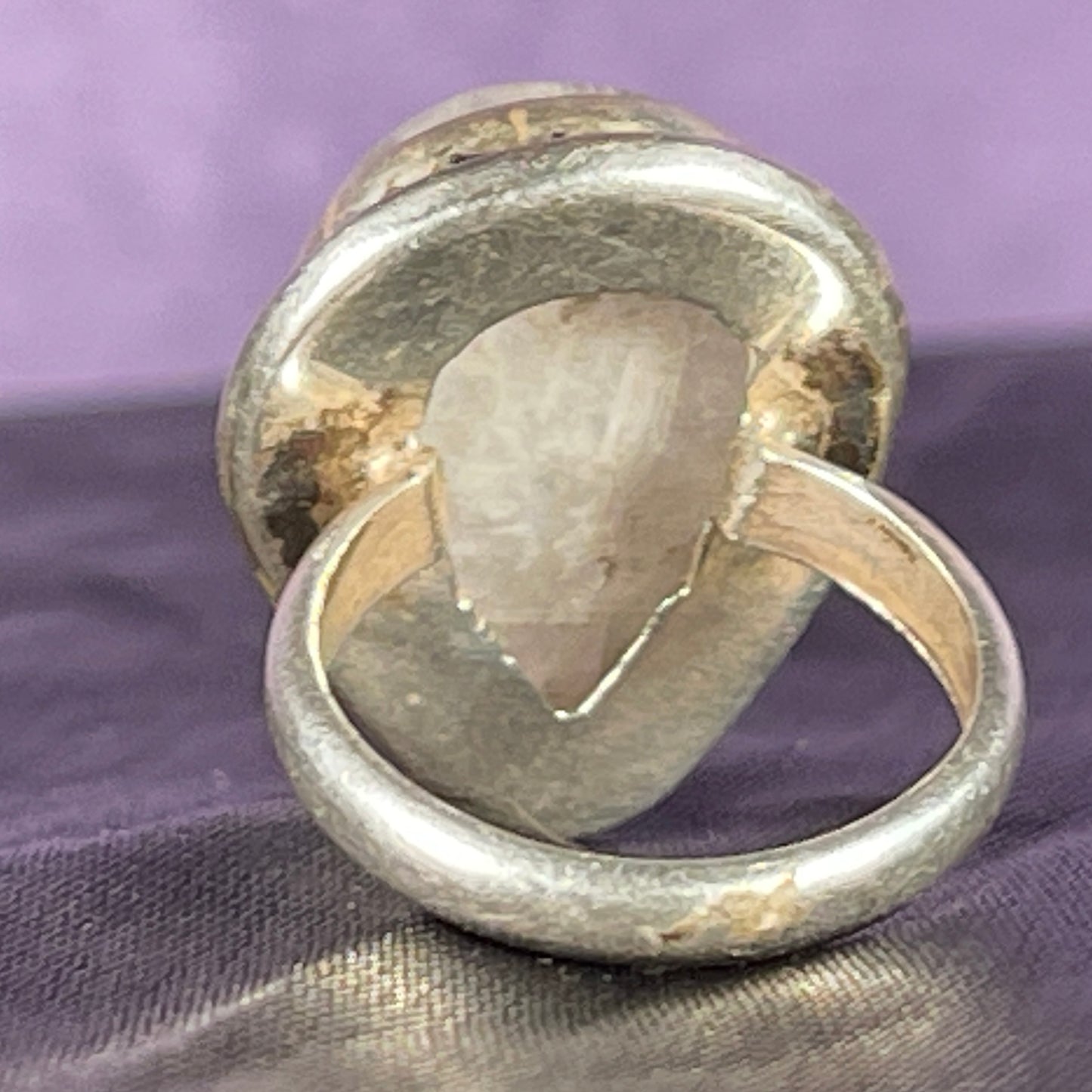 Vintage Sterling Silver 925 Large Teardrop Moonstone Ring Size M.5 / 6.25