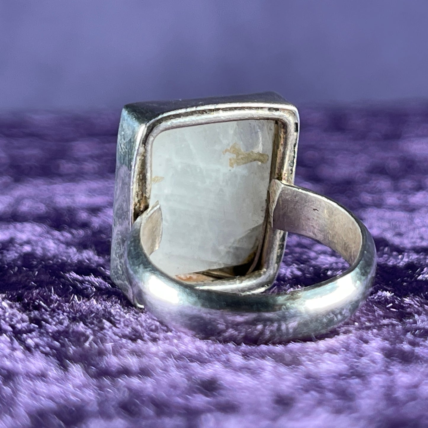 Vintage Sterling Silver 925 Square Moonstone Ring Size P / 7.75