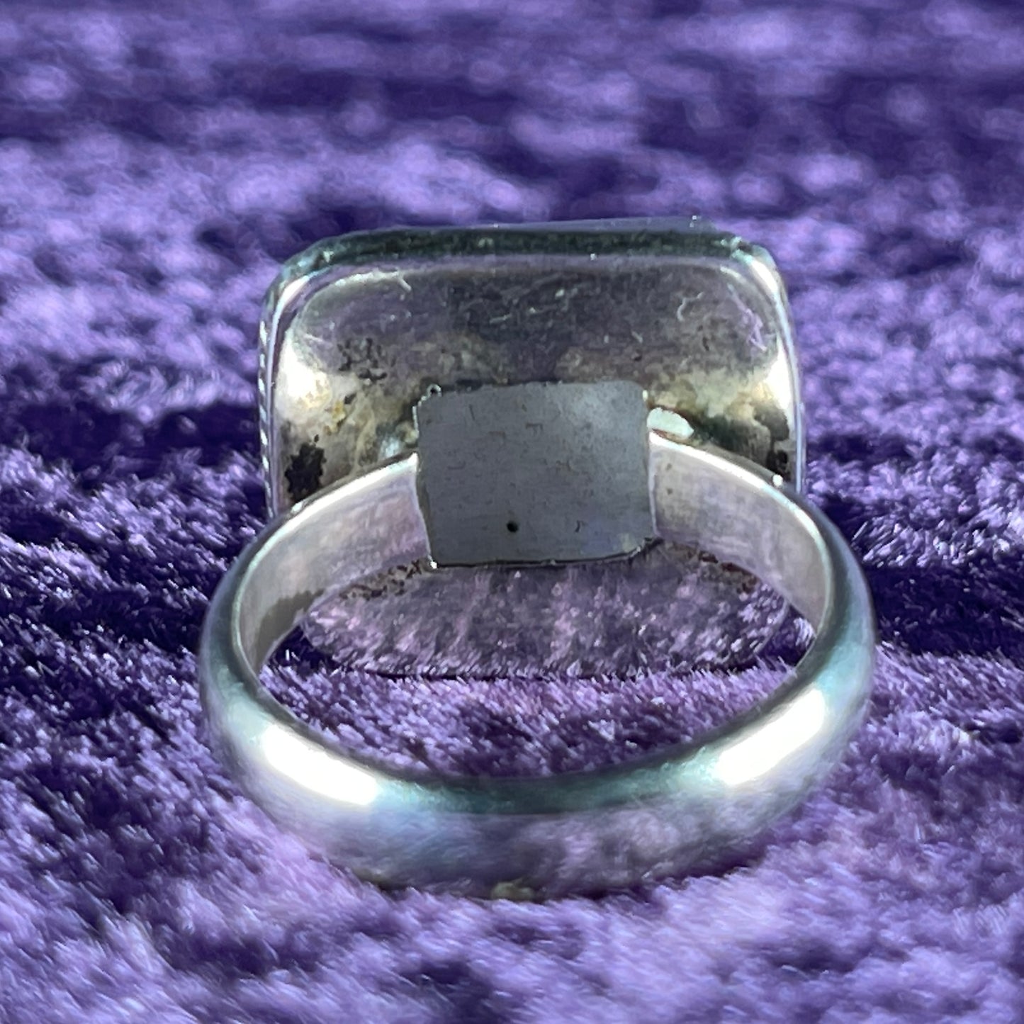 Vintage Sterling Silver 925 Medium Square Rope Frame Moonstone Size P.5 / 8