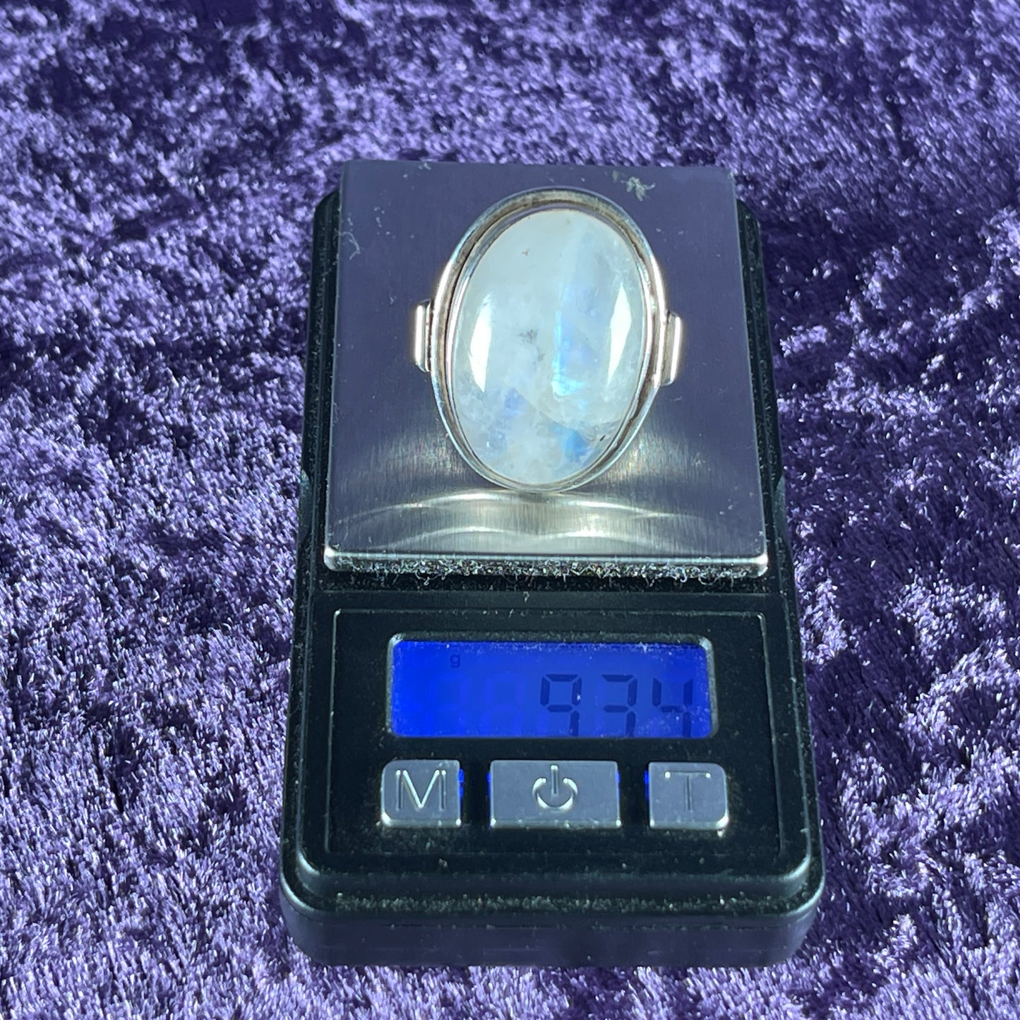 Vintage Sterling Silver 925 Large Oval Moonstone Ring Size R.5 / 8.75