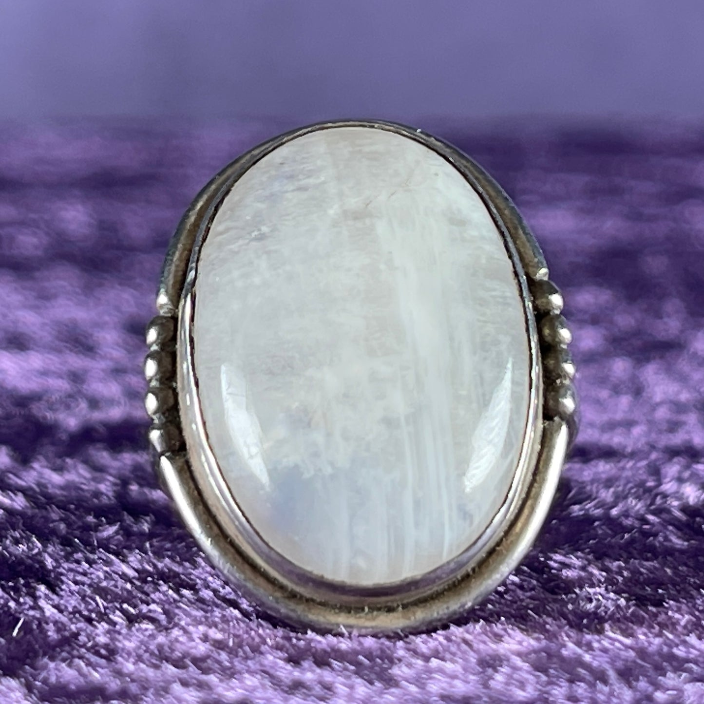 Vintage Sterling Silver 925 Large Oval Moonstone Ring Size T / 9.5