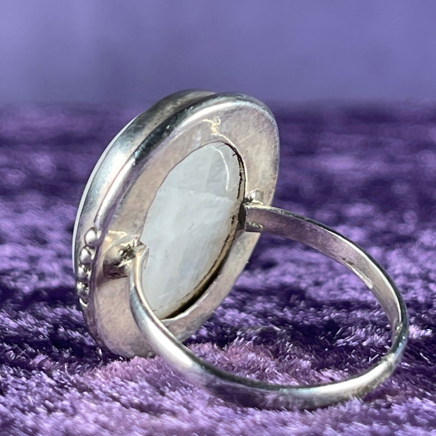 Vintage Sterling Silver 925 Large Oval Moonstone Ring Size T / 9.5