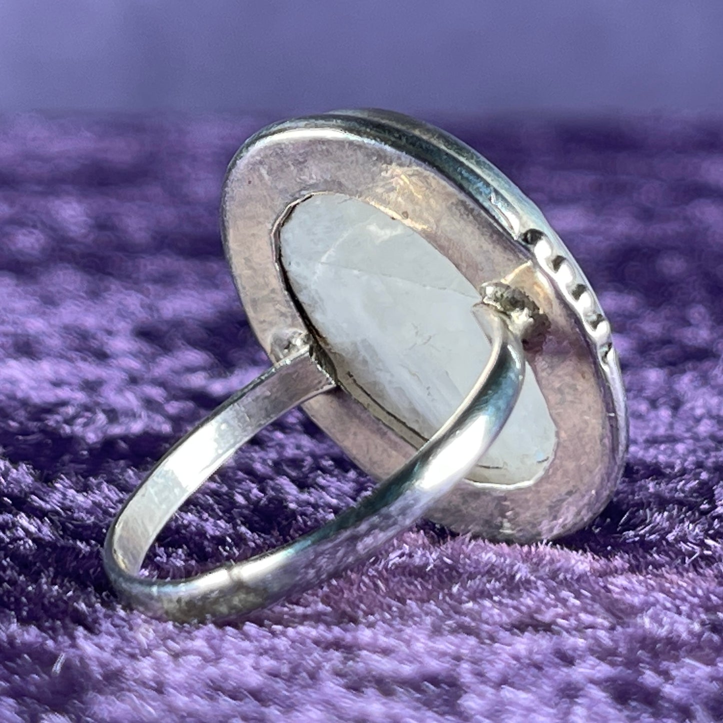 Vintage Sterling Silver 925 Large Oval Moonstone Ring Size T / 9.5
