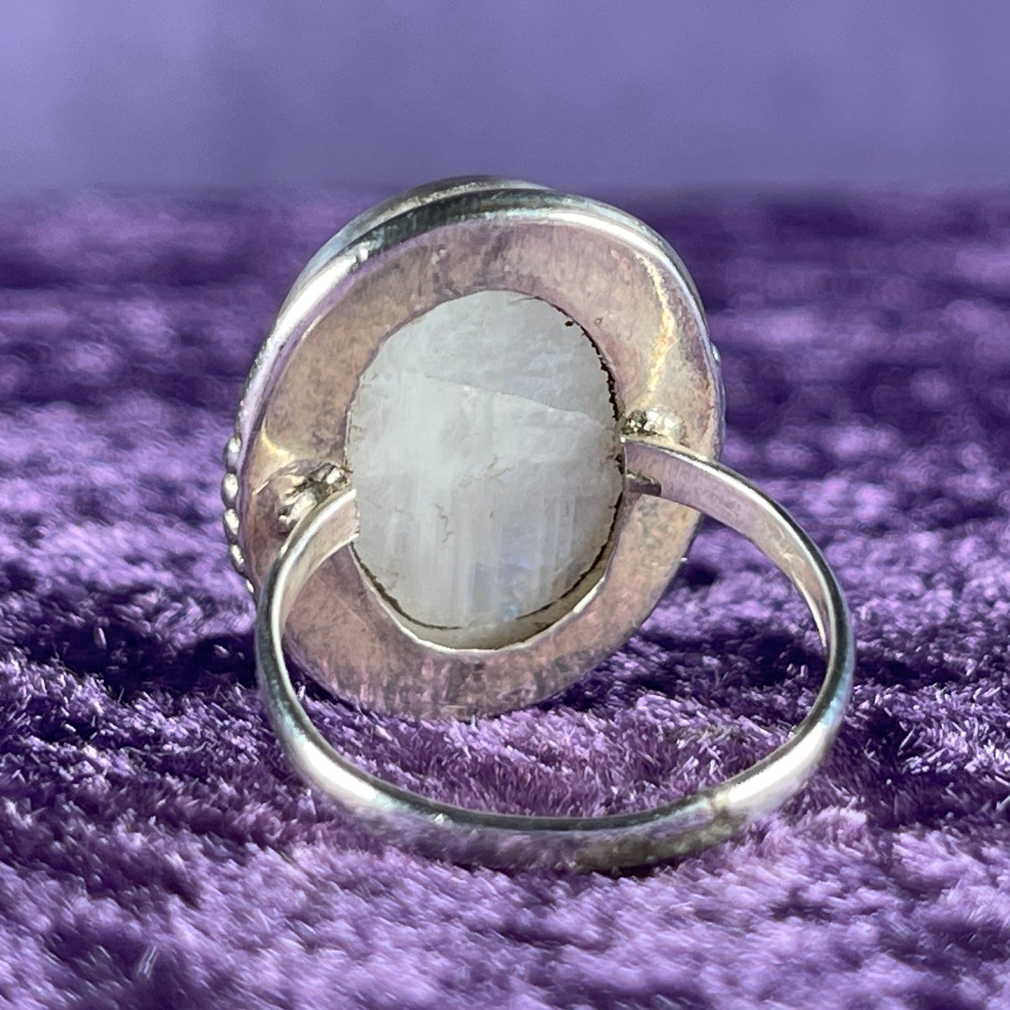 Vintage Sterling Silver 925 Large Oval Moonstone Ring Size T / 9.5