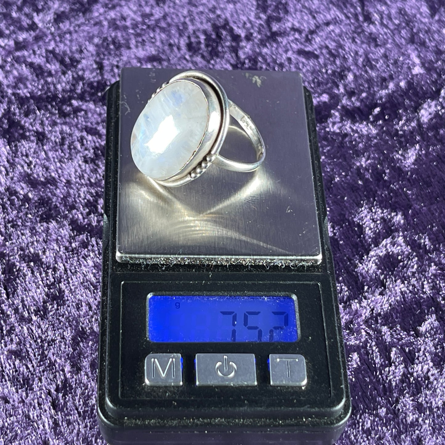 Vintage Sterling Silver 925 Large Oval Moonstone Ring Size T / 9.5