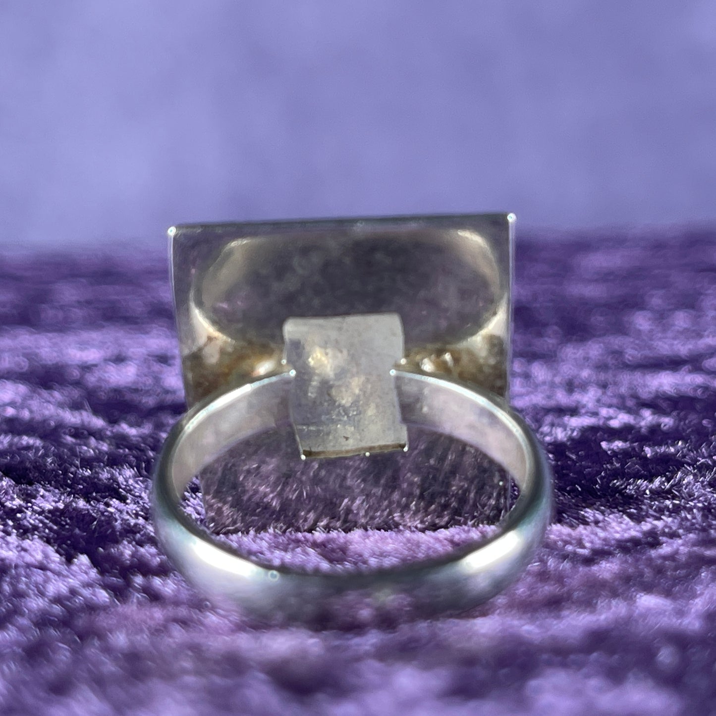 Vintage Sterling Silver 925 Square Framed Moonstone Silver Ring Size S.5 / 9.5