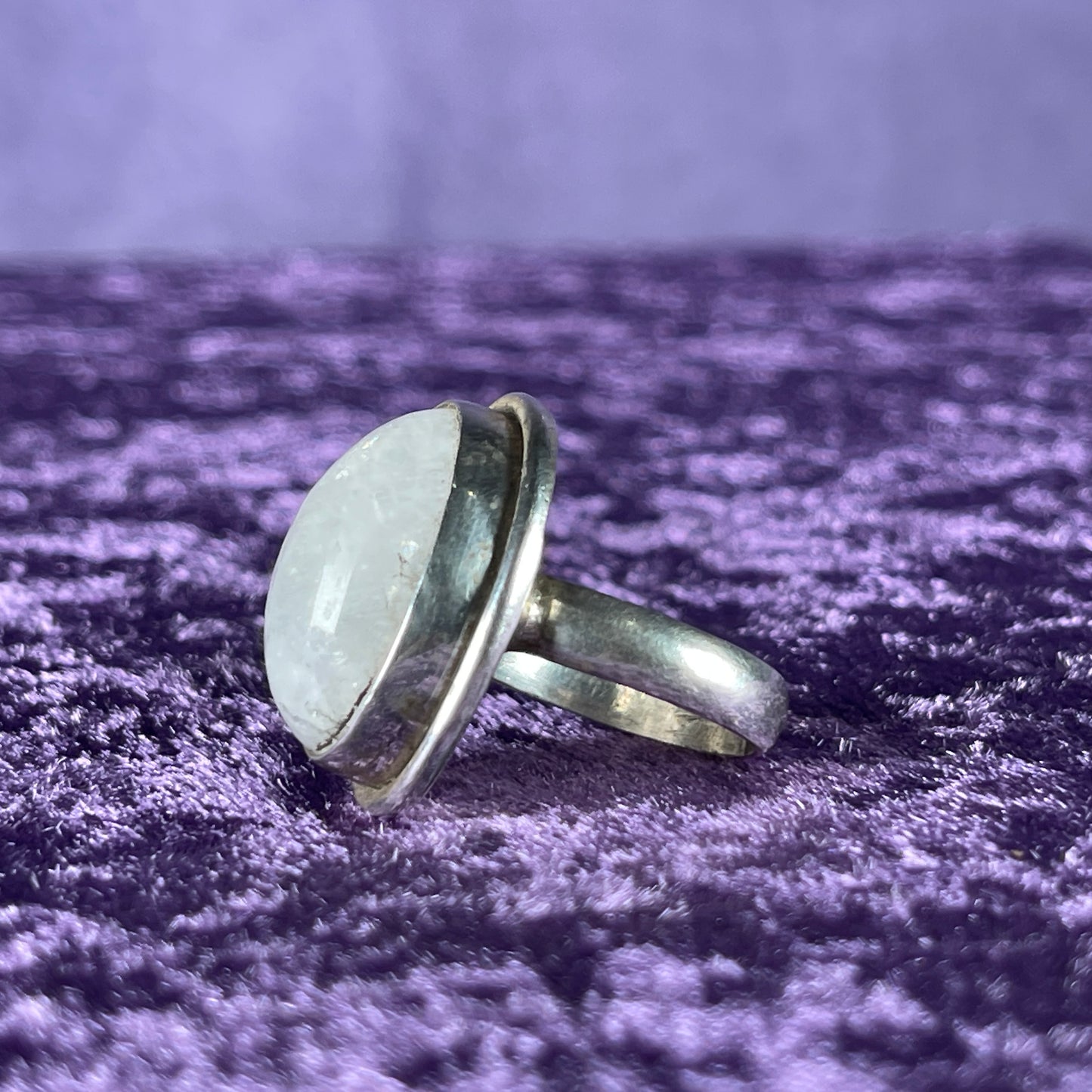 Vintage Sterling Silver 925 Larger Oval Moonstone Ring Size Q / 8