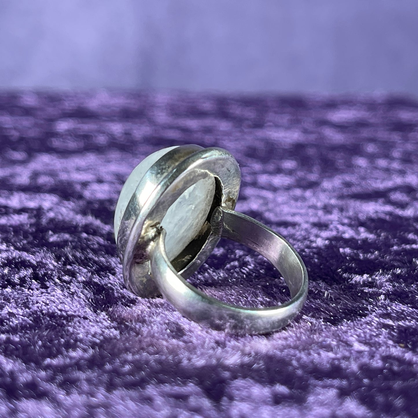 Vintage Sterling Silver 925 Larger Oval Moonstone Ring Size Q / 8