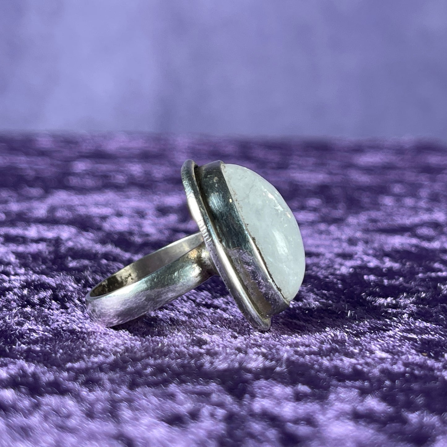 Vintage Sterling Silver 925 Larger Oval Moonstone Ring Size Q / 8