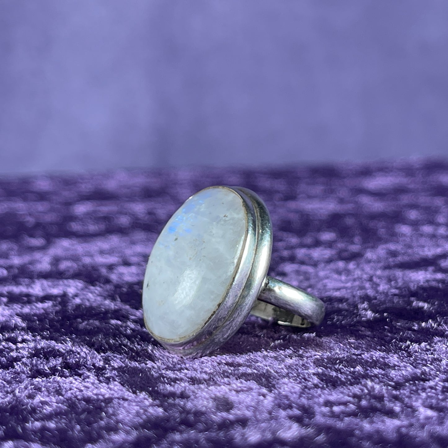 Vintage Sterling Silver 925 Large Oval Large Moonstone Ring Size P.5 / 8