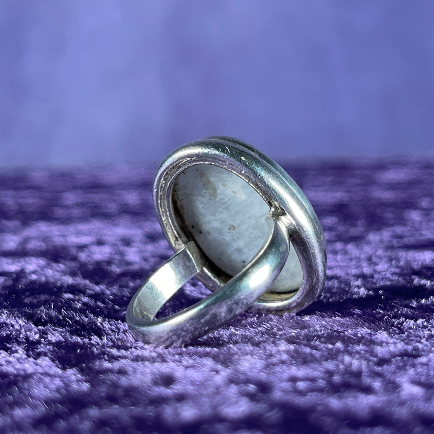 Vintage Sterling Silver 925 Large Oval Large Moonstone Ring Size P.5 / 8