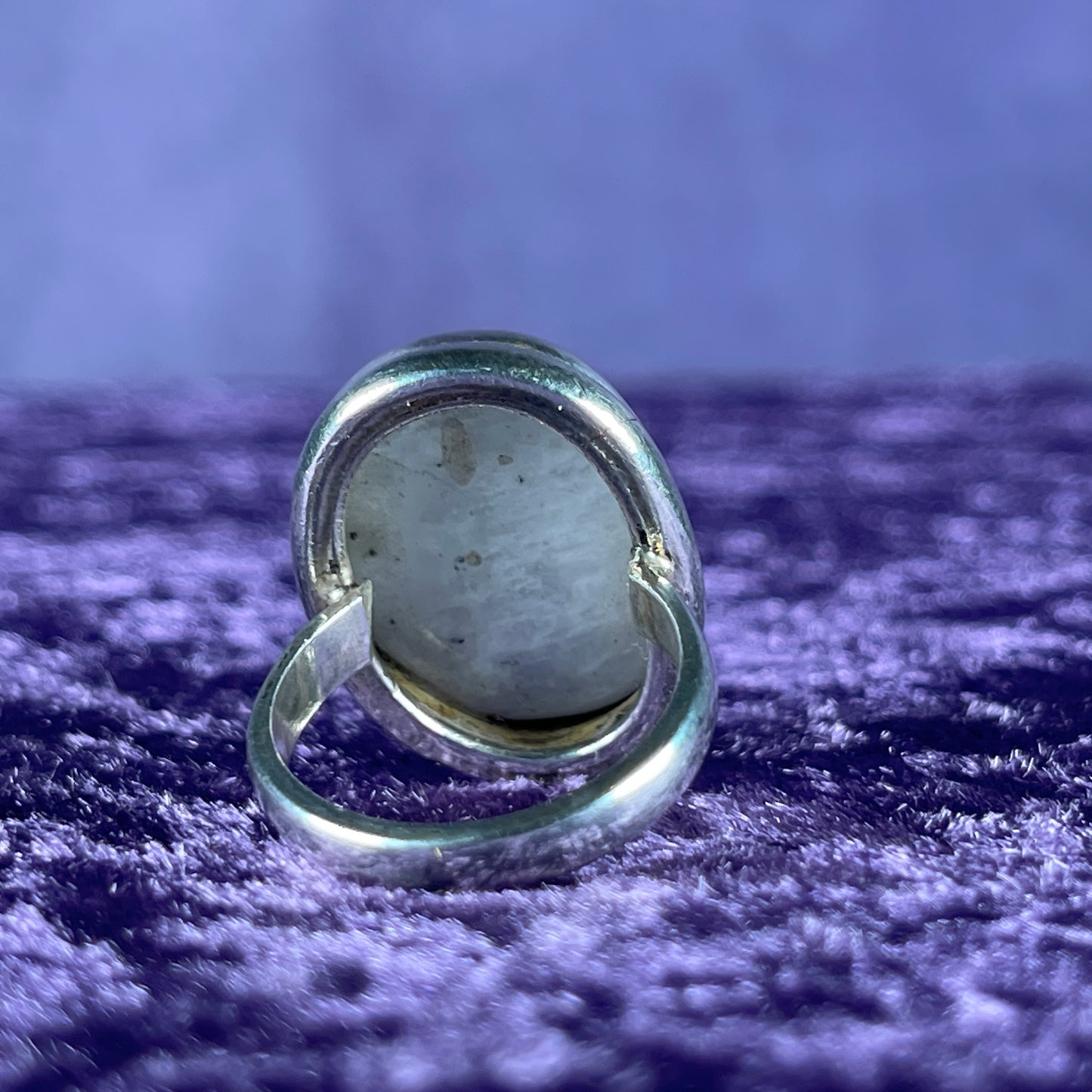 Vintage Sterling Silver 925 Large Oval Large Moonstone Ring Size P.5 / 8