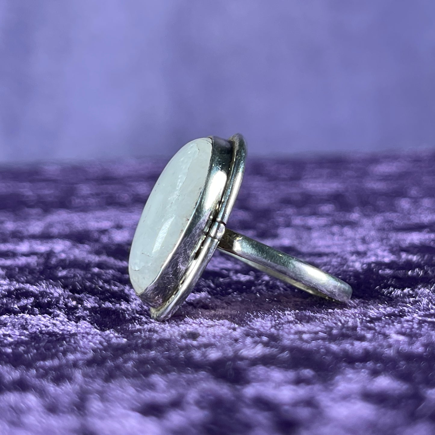 Vintage Sterling Silver 925 Thin Band Moonstone Ring Size S / 9