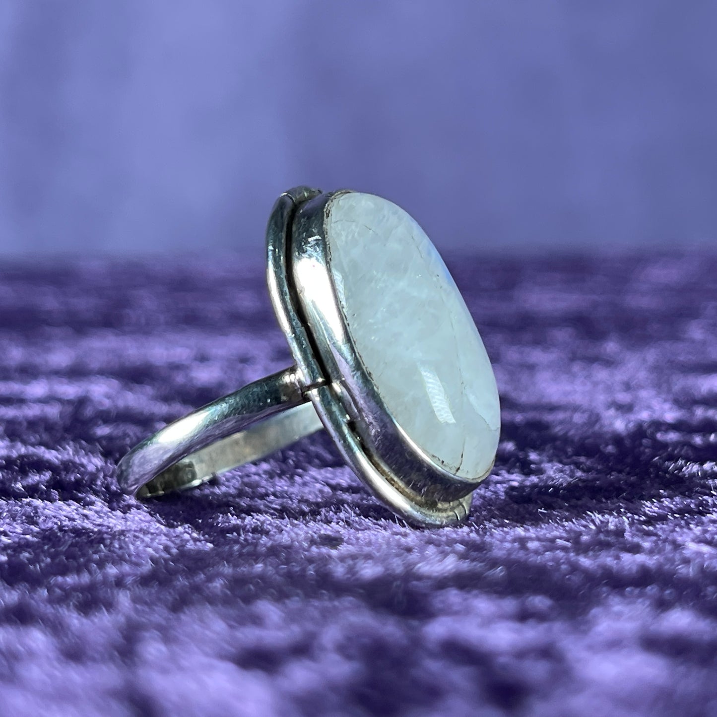Vintage Sterling Silver 925 Thin Band Moonstone Ring Size S / 9
