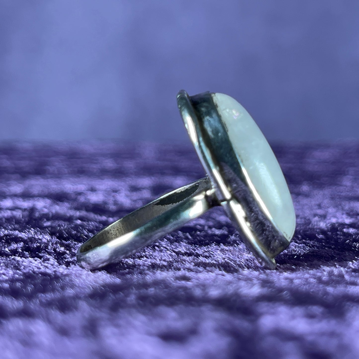 Vintage Sterling Silver 925 Thin Band Moonstone Ring Size S / 9