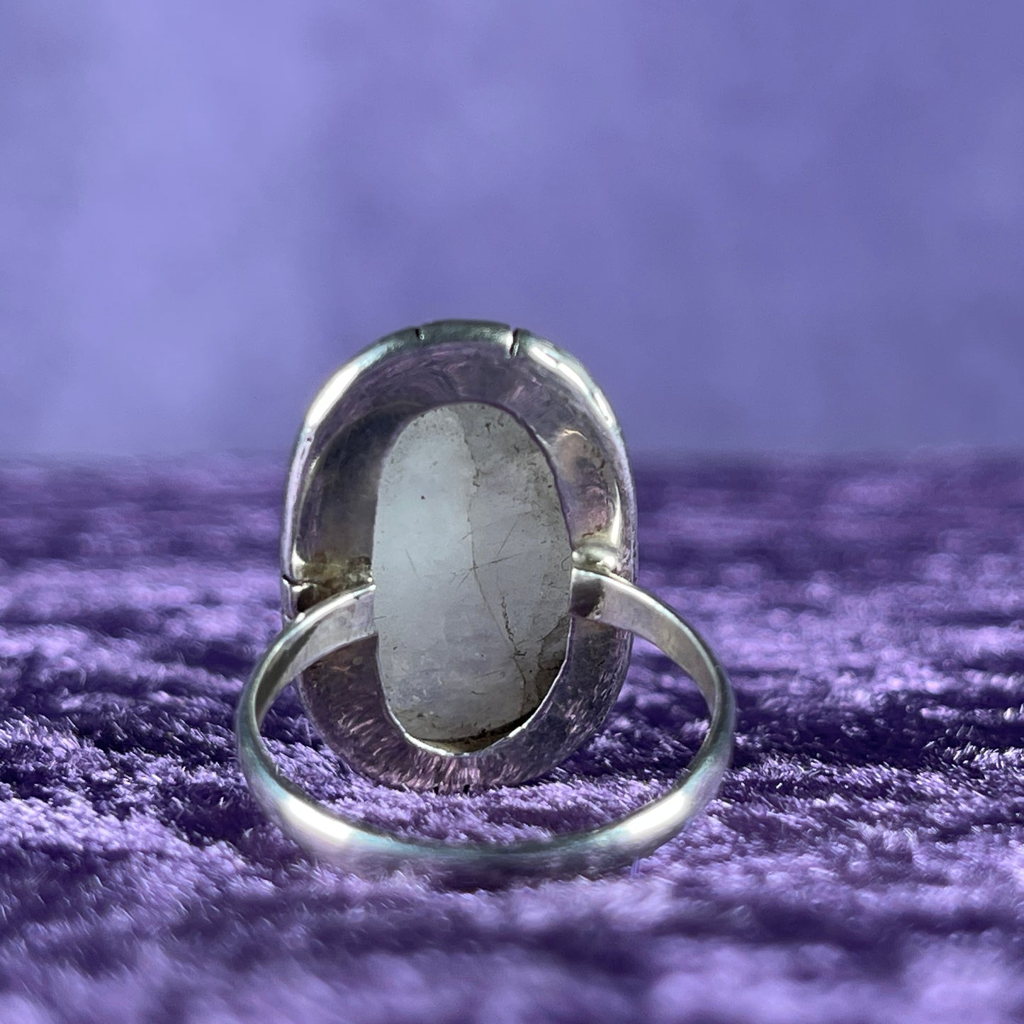 Vintage Sterling Silver 925 Thin Band Moonstone Ring Size S / 9