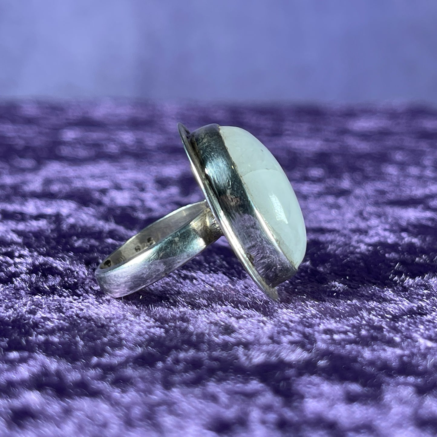 Vintage Sterling Silver 925 Large Framed Oval Moonstone Ring Size M / 6.25