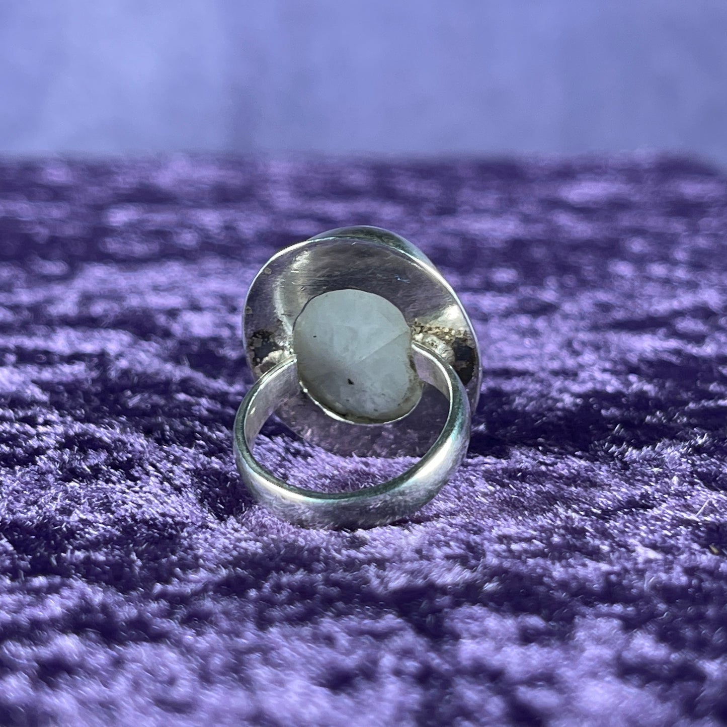 Vintage Sterling Silver 925 Large Framed Oval Moonstone Ring Size M / 6.25