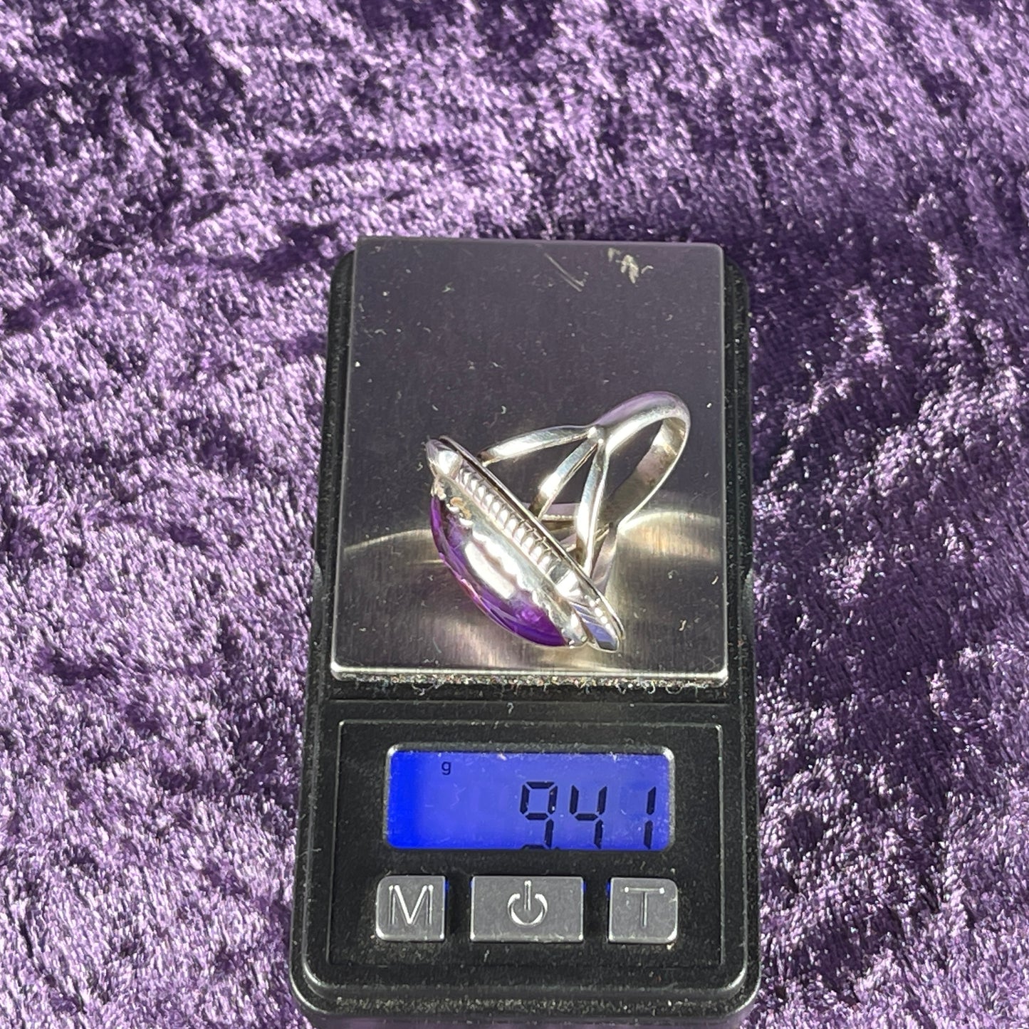 Vintage Southwestern Navajo Sterling Silver William J Johnson Ring and Bangle Charoite Stone 925