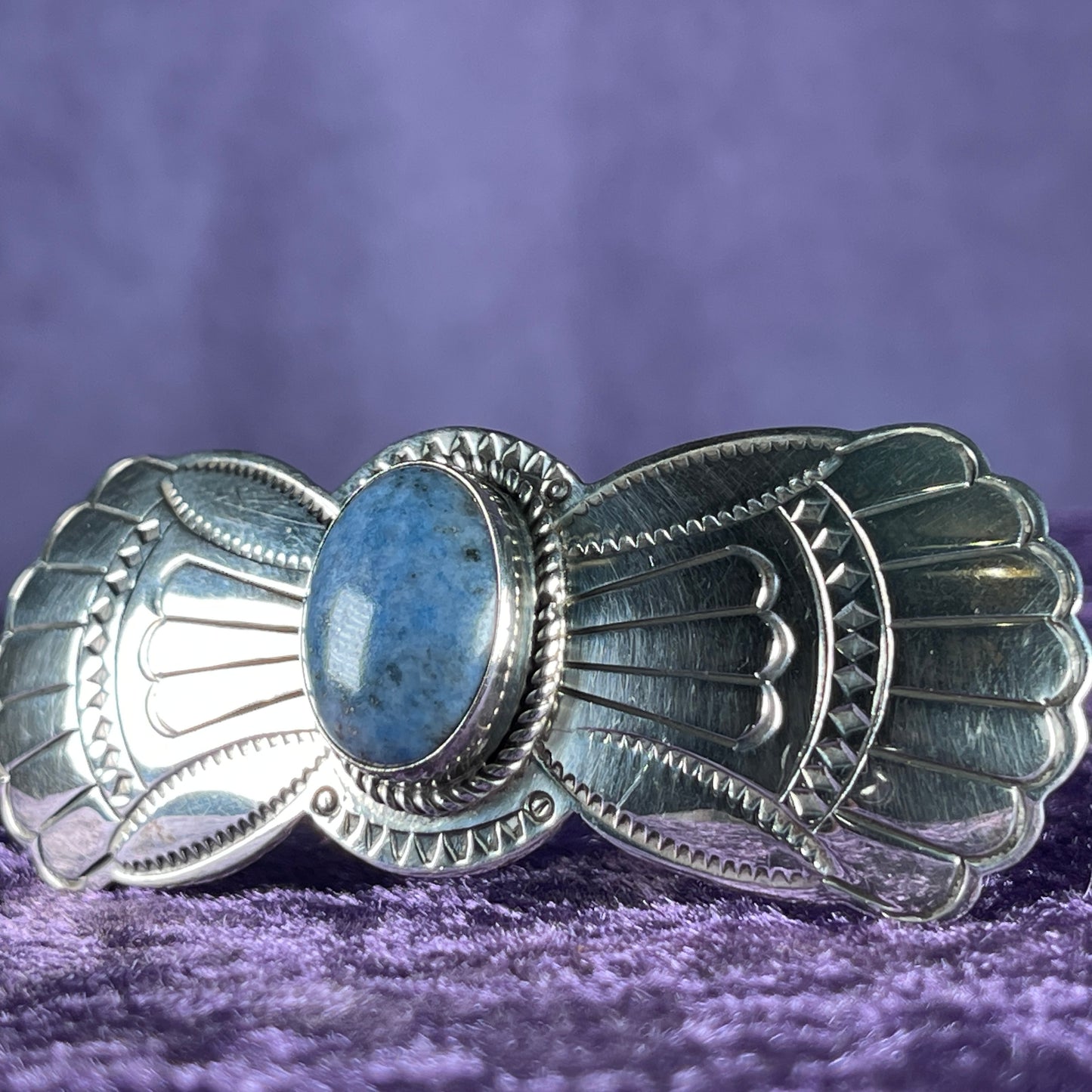 Vintage Native American Sterling Silver 925 Lapis Lazuli Hair Clip