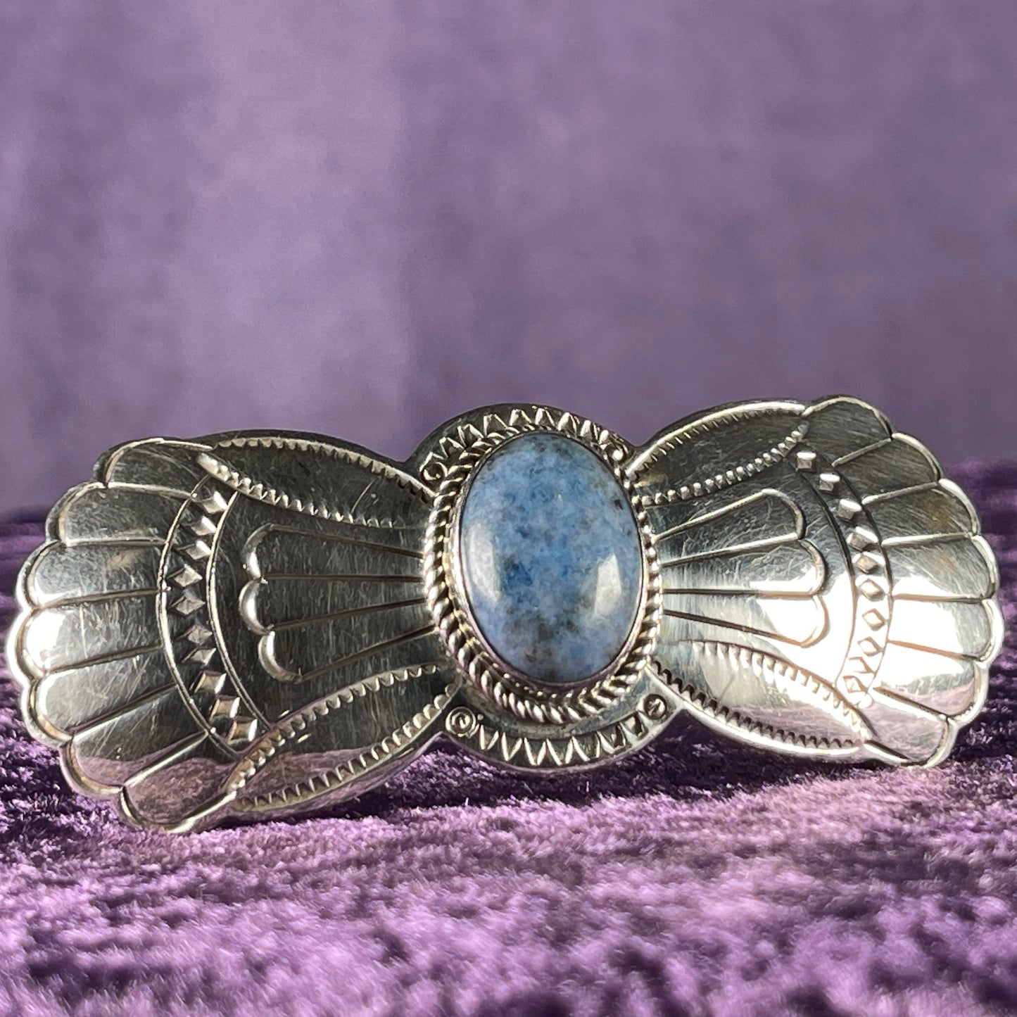 Vintage Native American Sterling Silver 925 Lapis Lazuli Hair Clip