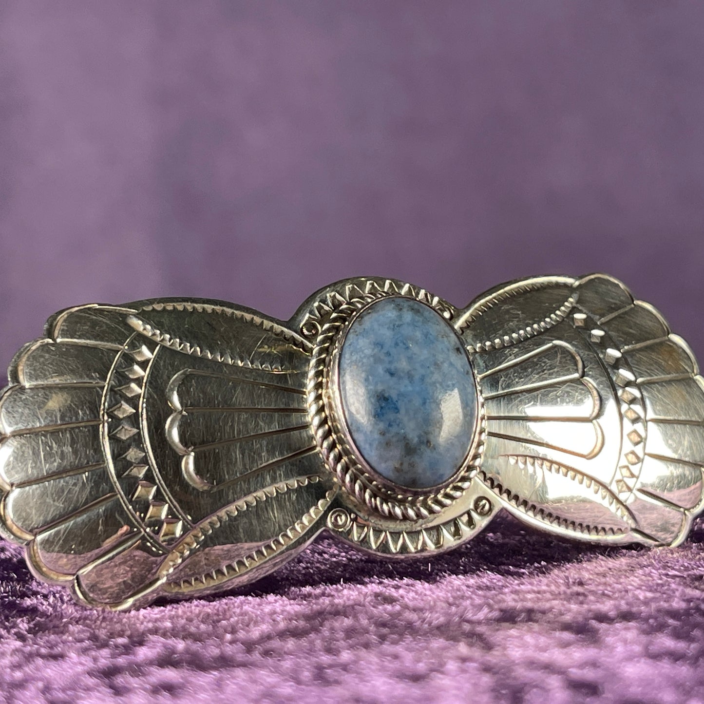 Vintage Native American Sterling Silver 925 Lapis Lazuli Hair Clip