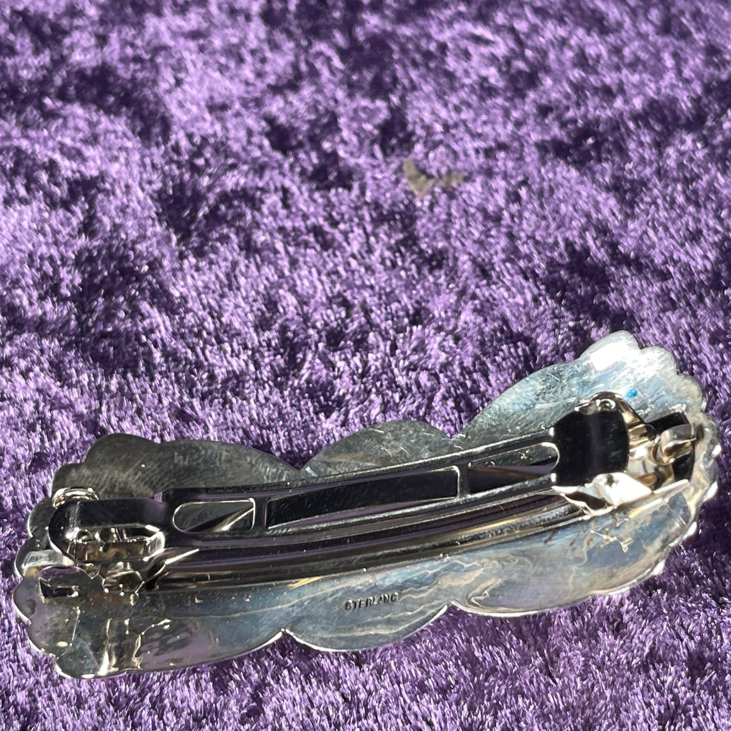 Vintage Native American Sterling Silver 925 Lapis Lazuli Hair Clip