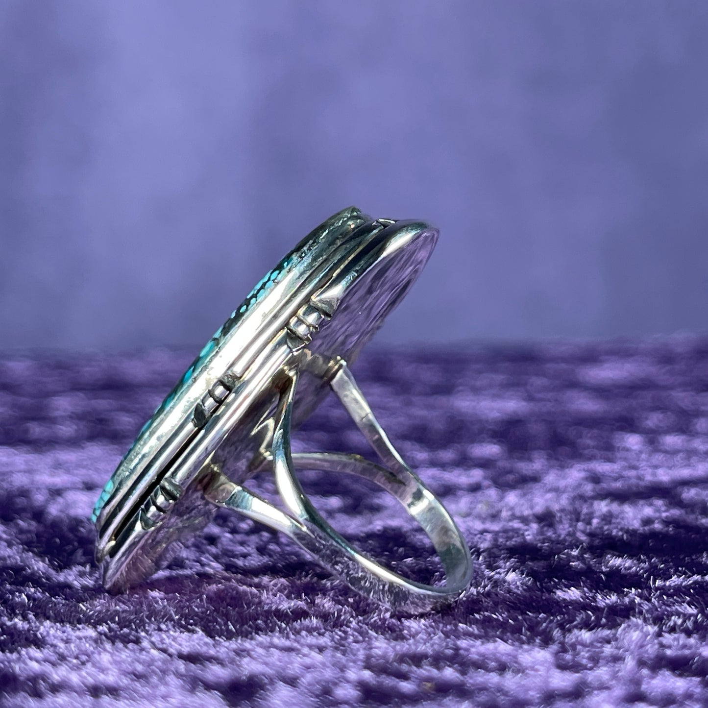 Vintage Navajo Benjamin Piaso Sterling Silver 925 Spiderweb Turquoise Ring Size P.5 / 8