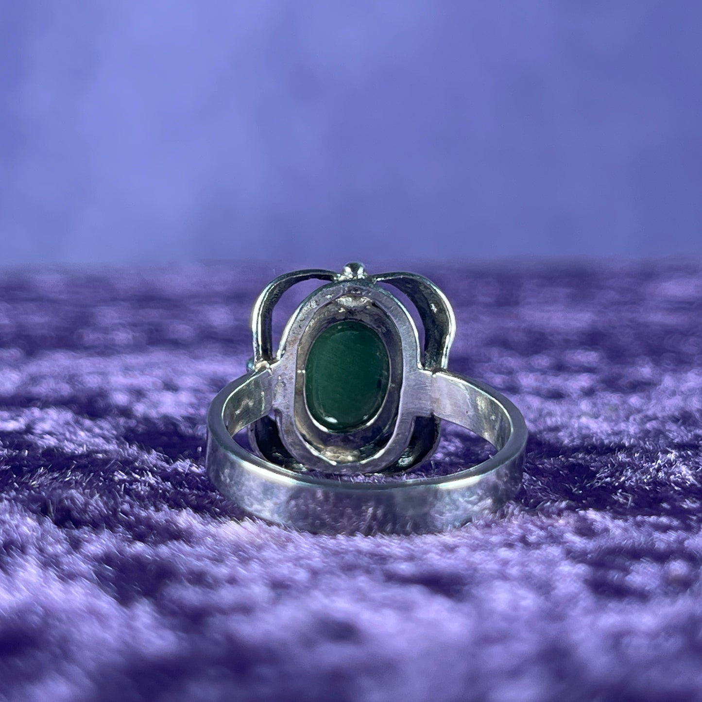 Native American Sterling Silver Green Stone Ring Size Q / 8.25