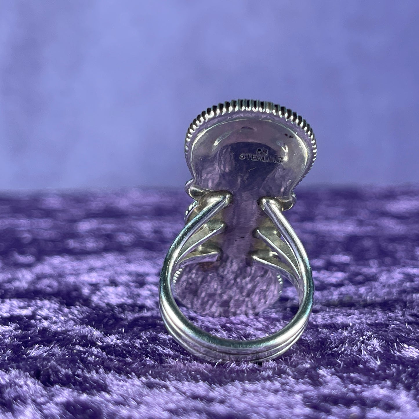 Native American Sterling Silver 925 Denim Lapis Lazuli Green Turquoise Ring Size M.5 / 6.5