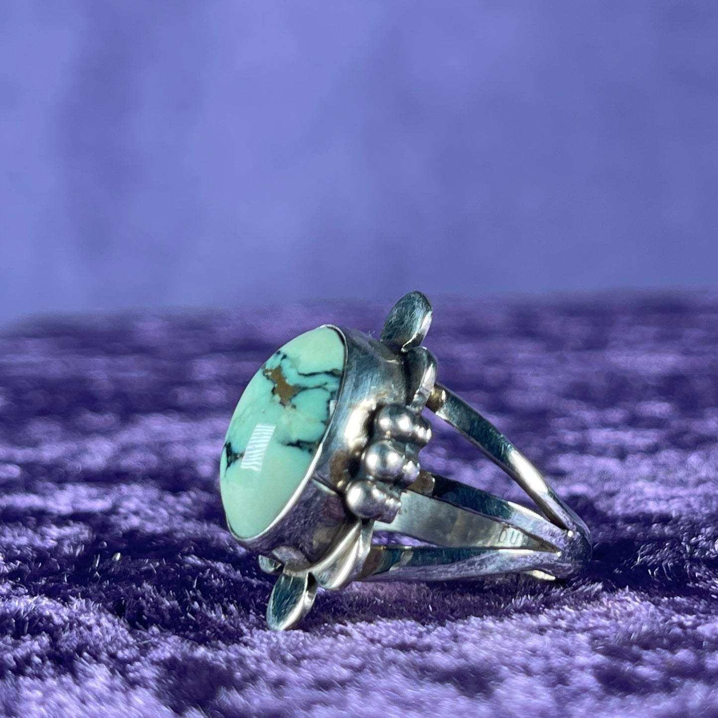 Handmade Native American Sterling Silver 925 Turquoise Ring Size N.5 / 6.5