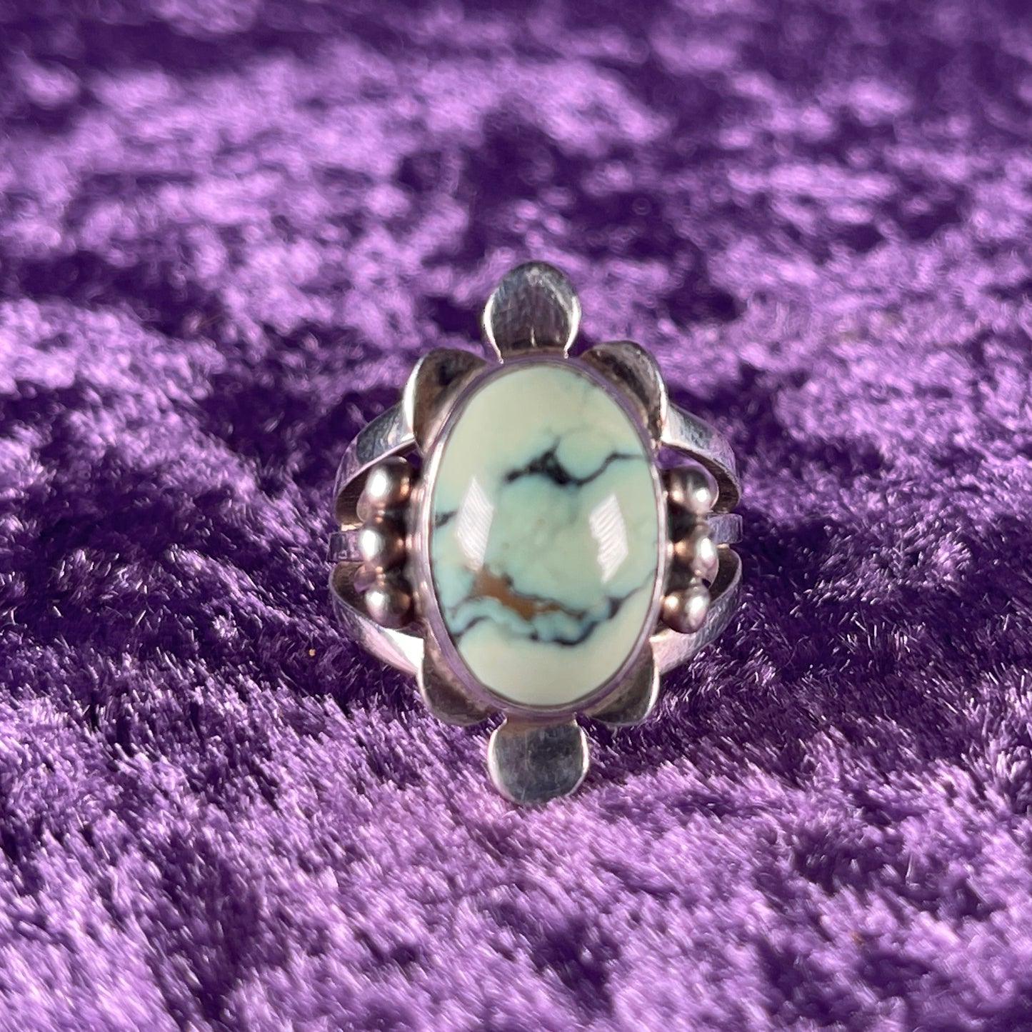 Handmade Native American Sterling Silver 925 Turquoise Ring Size N.5 / 6.5