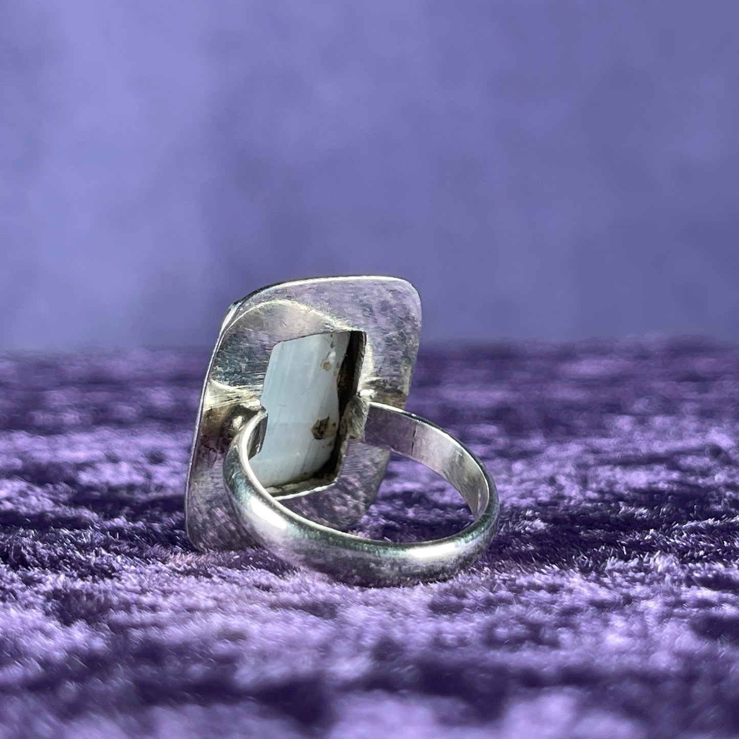Vintage Sterling Silver 925 Medium Framed Moonstone Silver Ring Size P / 7.5