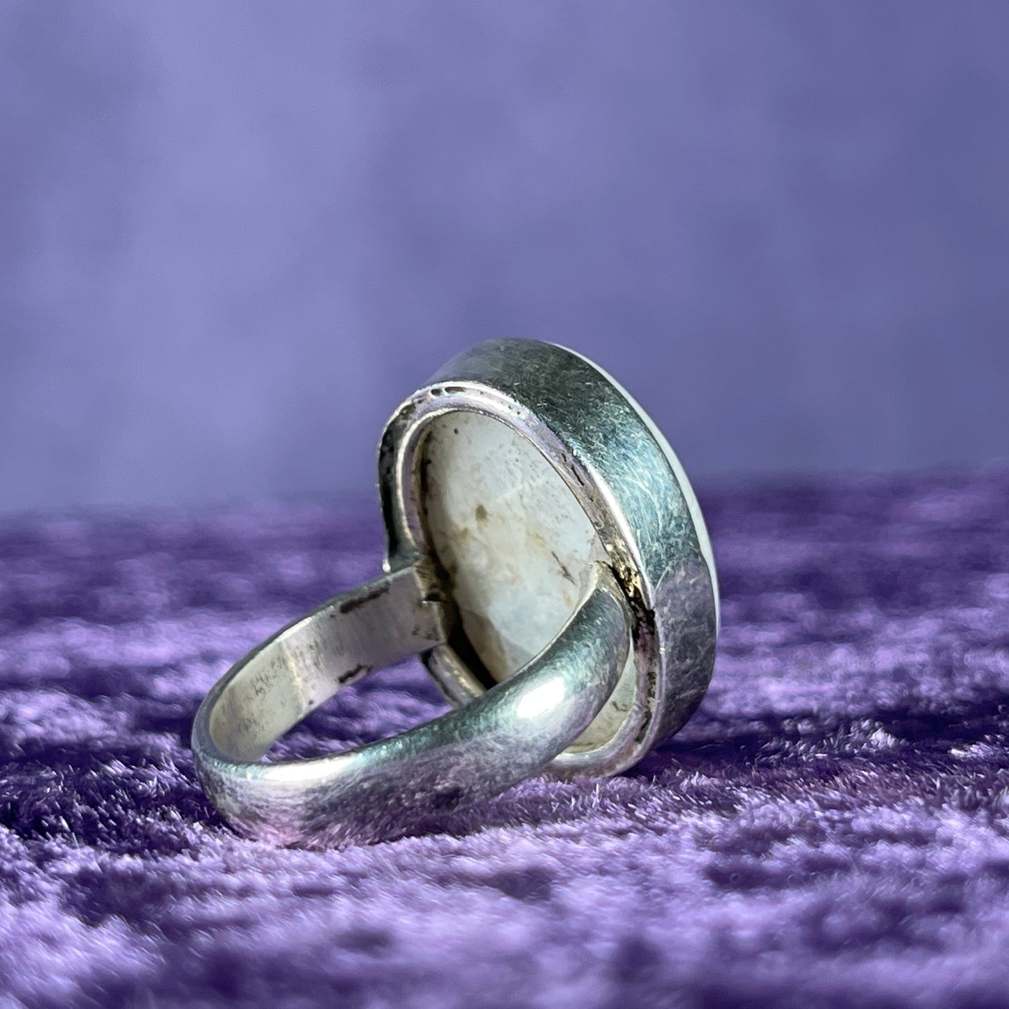 Vintage Sterling Silver 925 Simple Large Oval Moonstone Ring Size P.75 / 8