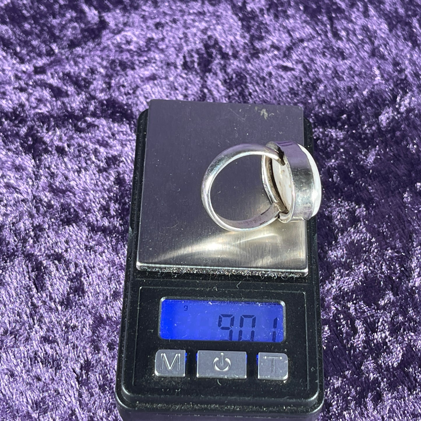 Vintage Sterling Silver 925 Simple Large Oval Moonstone Ring Size P.75 / 8