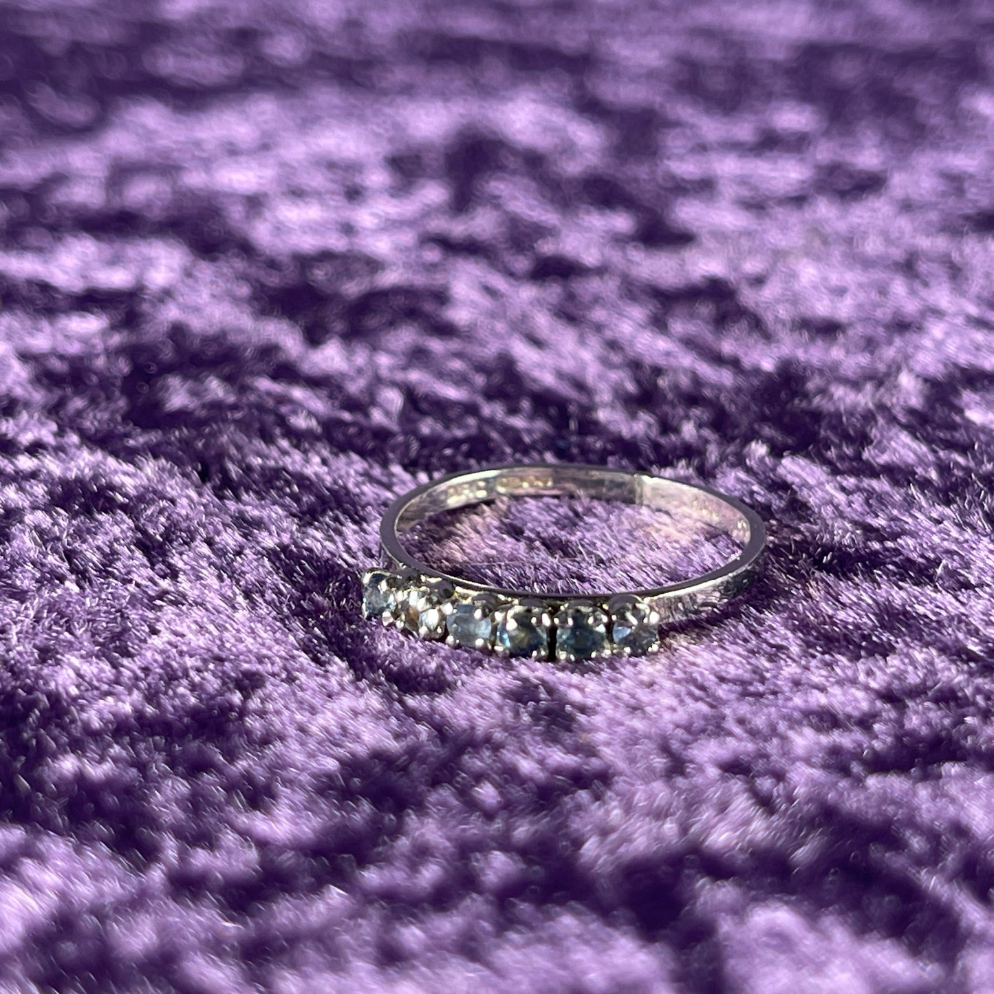 Vintage Sterling Silver 925 Blue Zirc Stone Dainty Ring Size O/ 7.25
