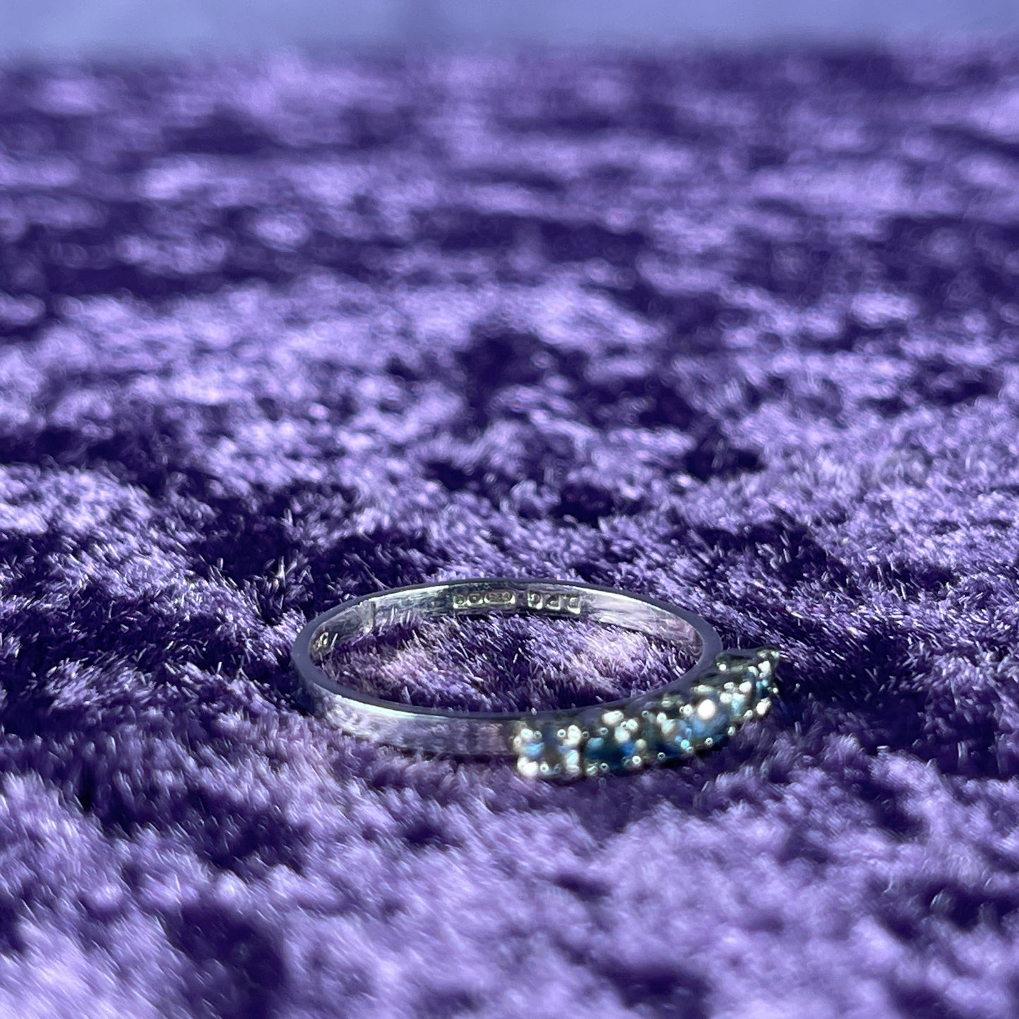 Vintage Sterling Silver 925 Blue Zirc Stone Dainty Ring Size O/ 7.25